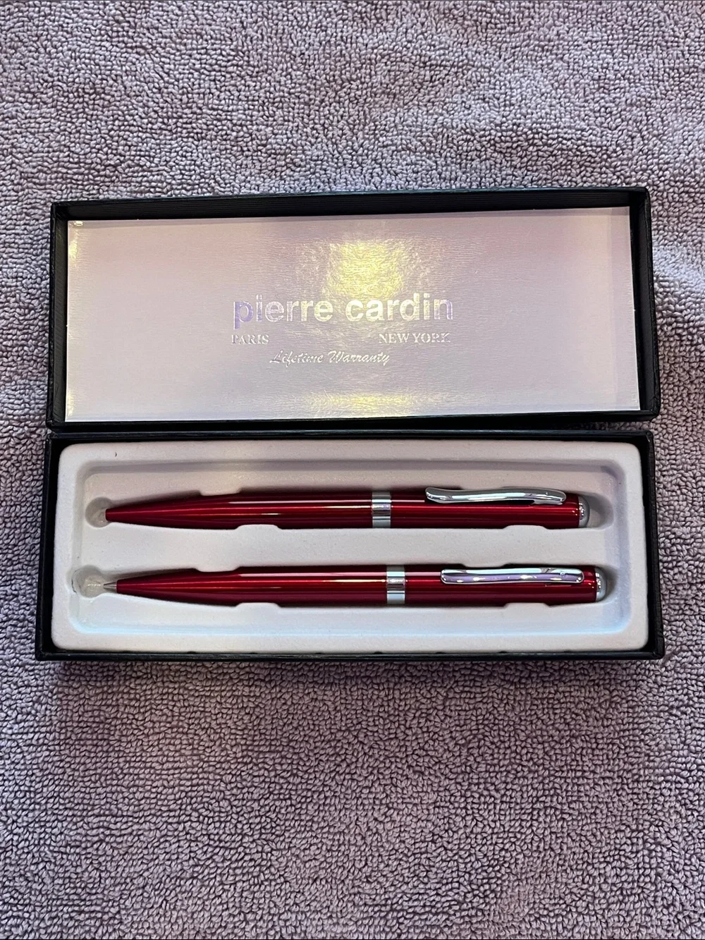 Pierre Cardin Red and Silver Twin Pen Set